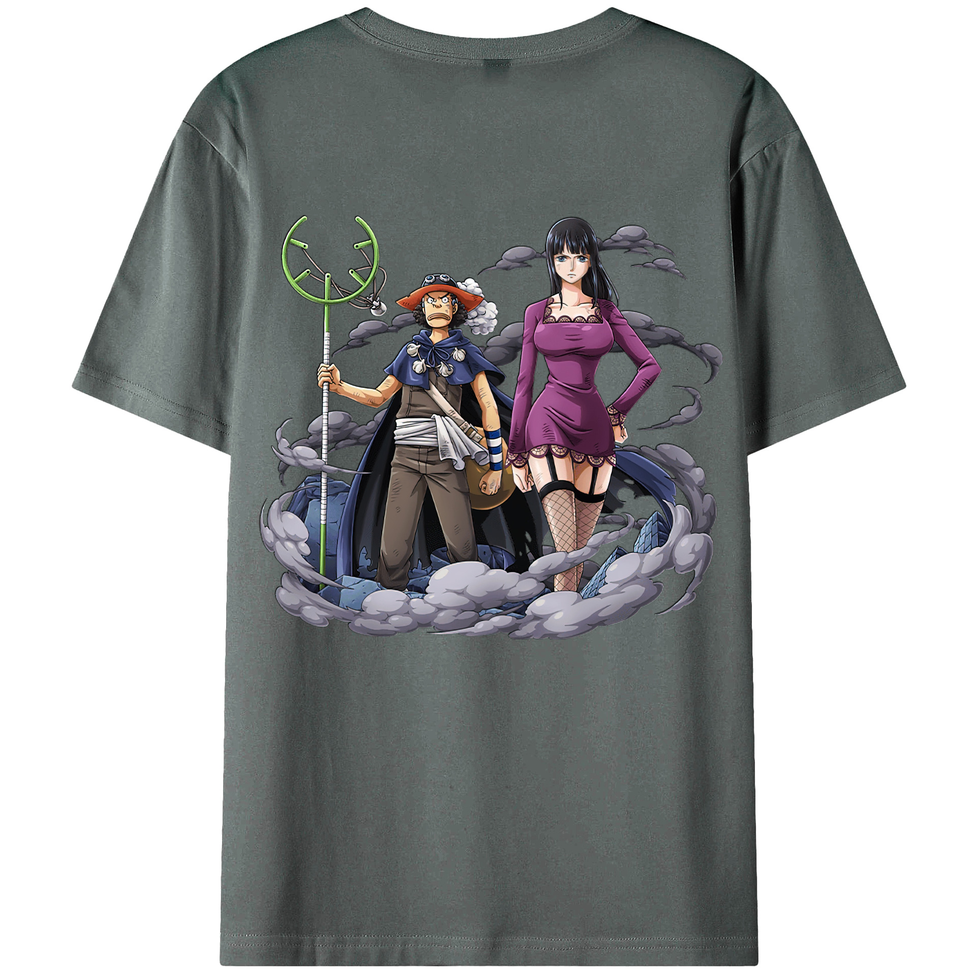 ワンピース ニコ・ロビン ONE PIECE Nico Robin 綿100％ メンズ半袖Tシャツ（バックプリント） 通気性